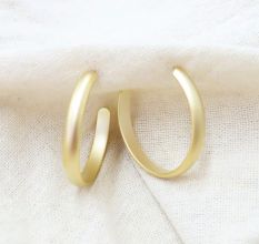 C Shape Hoop Earring, Brass 22k yellow gold plated, Handmade jewelry